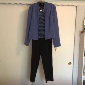 Positive Attitude 3 piece periwinkle/black pant suit